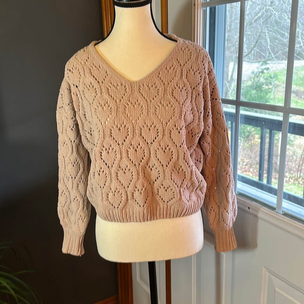 Moon & Madison Heart Stitch Knit Sweater